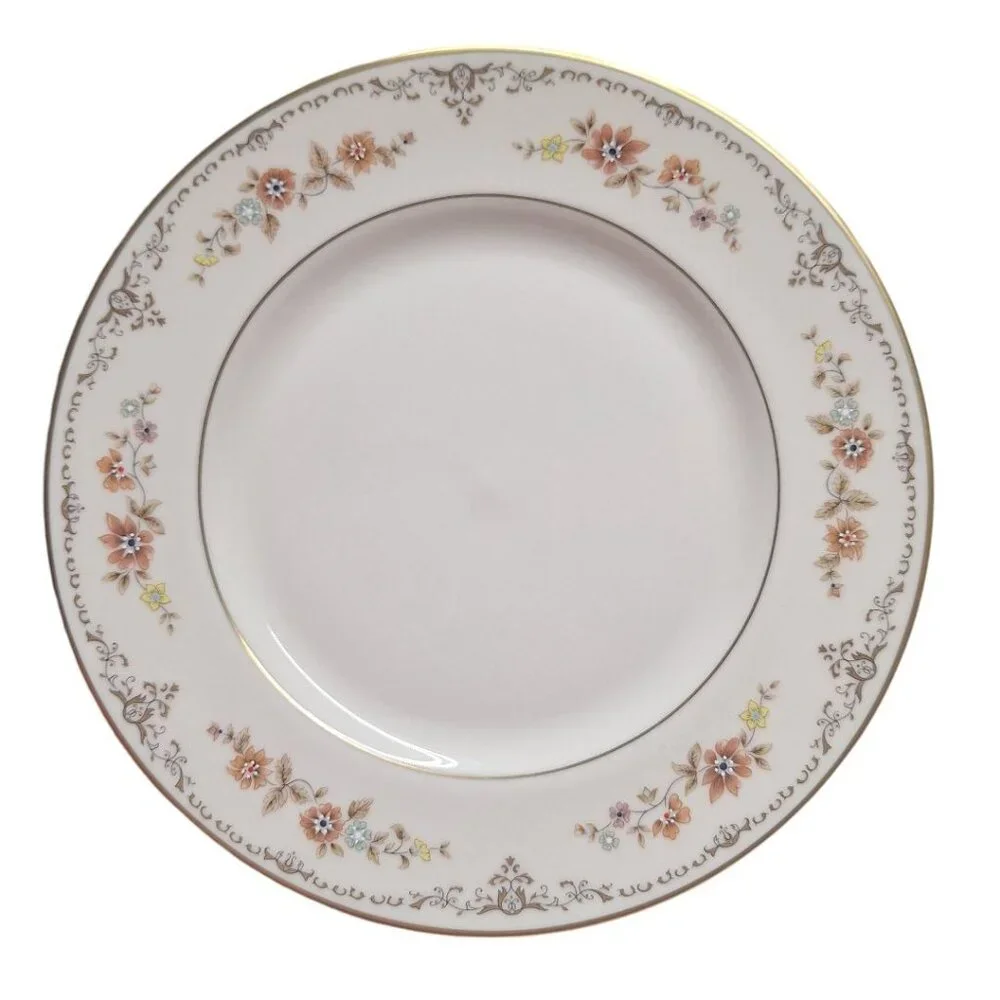 Gorham Long Meadow China Dinner Plate Replacement 10.5 Inch Gold Flowers USA Rou